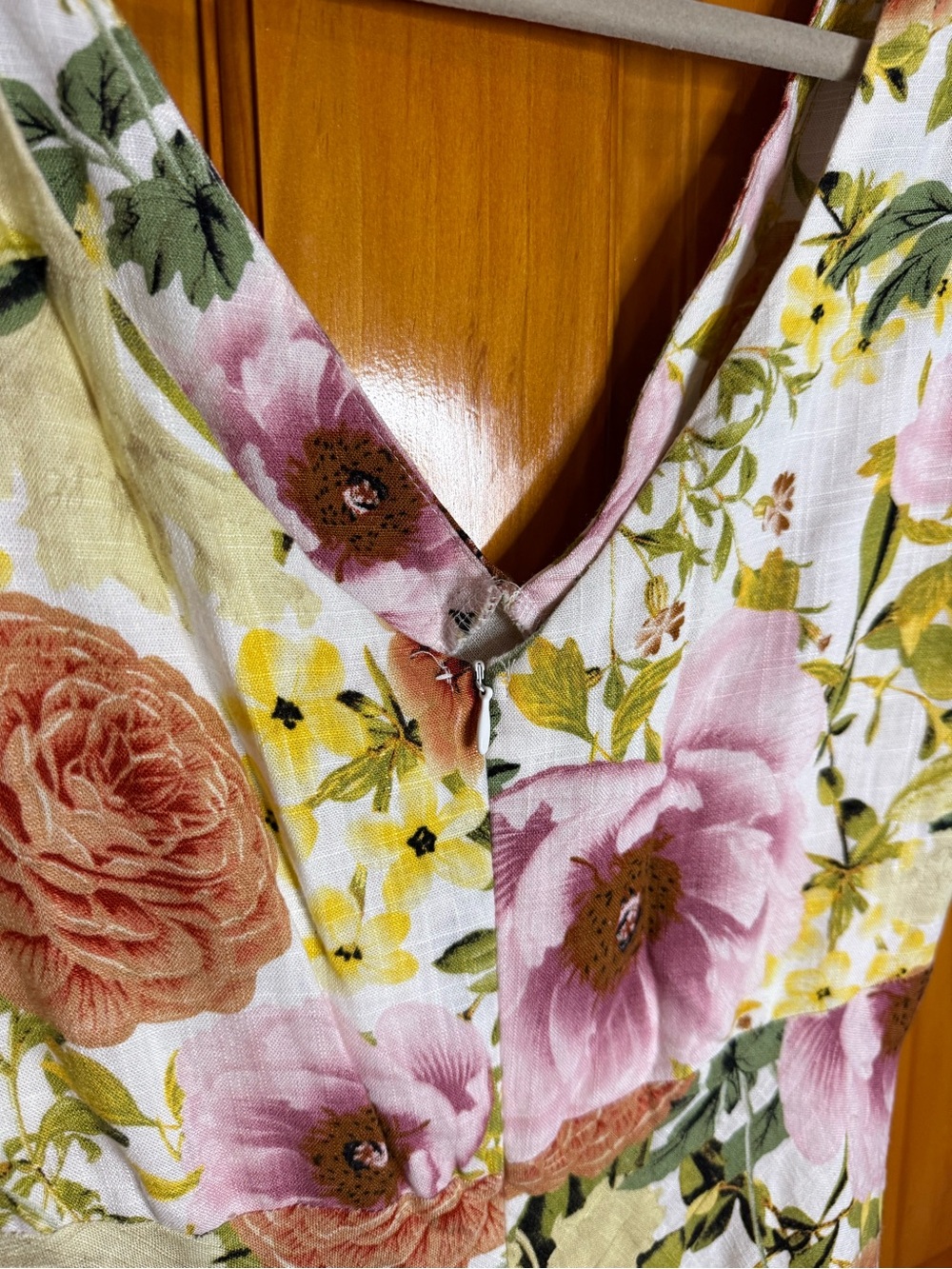 Paper Heart Floral V-Neck Maxi Dress Linen Blend Size Medium - Picture 8 of 8